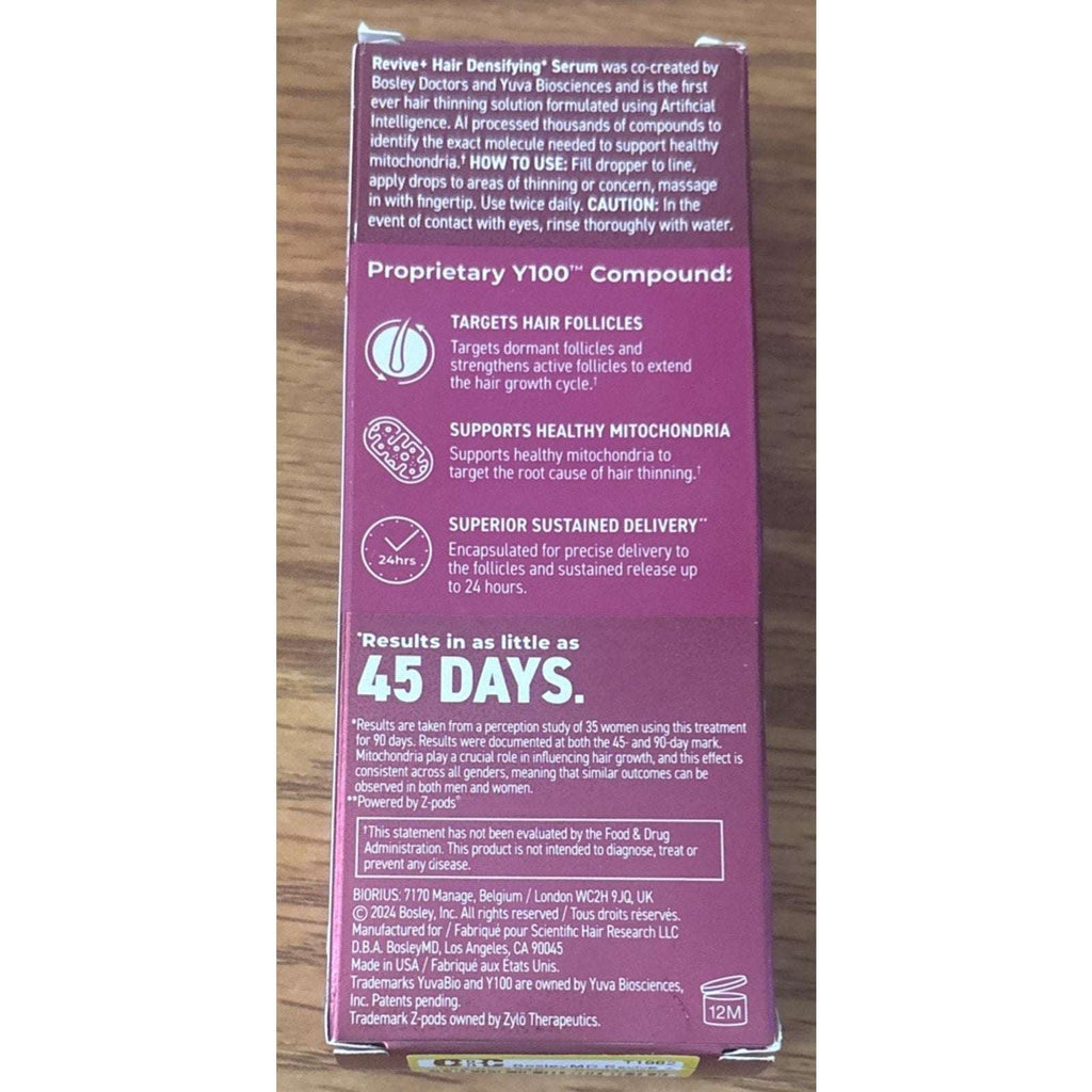 2x BosleyMD Revive + Densifying Hair Regrowth Serum for Women 2 Month Supply NEW