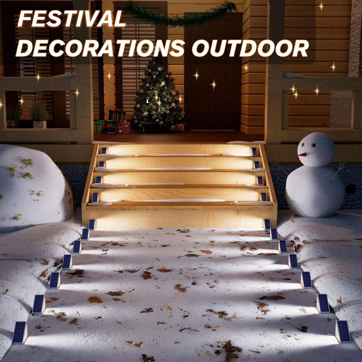 12Pk Solar Step Lights Outdoor Waterproof LED Stair Deck Yard Walkway Light Set