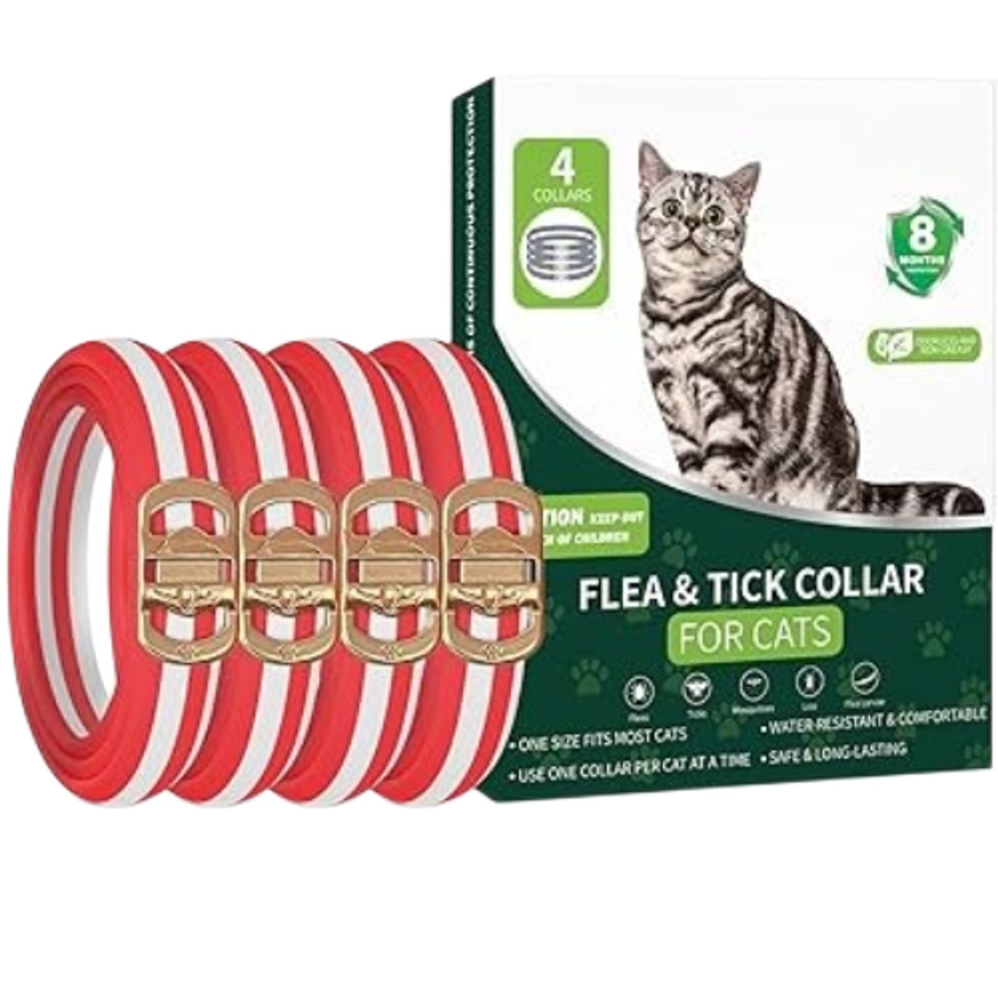 4PK Cat Flea & Tick Prevention Waterproof 32 Month Protection for Cats 12 Weeks+