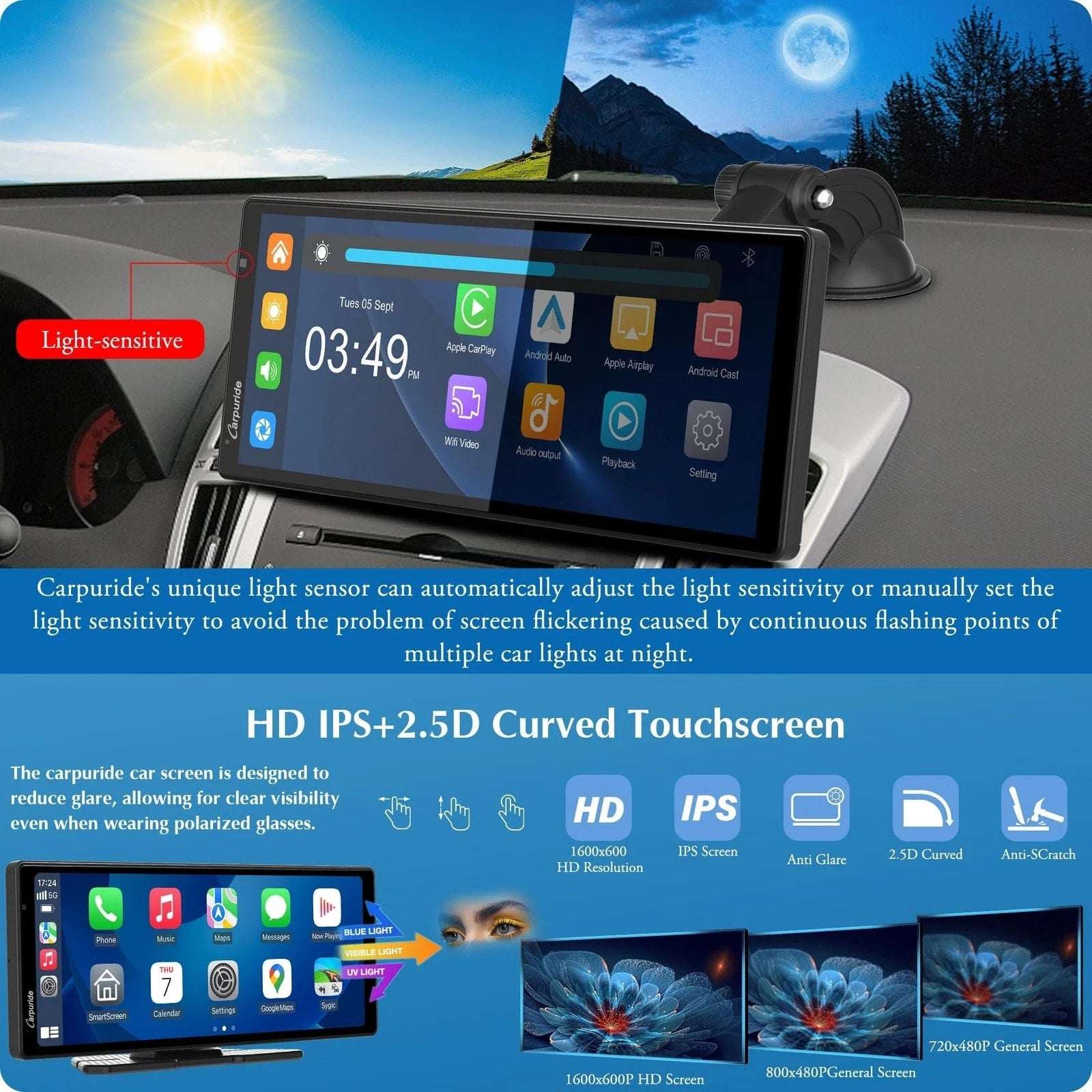 CARPURIDE W903 Smart Multimedia Wireless Carplay & Android Auto with Dash Camera