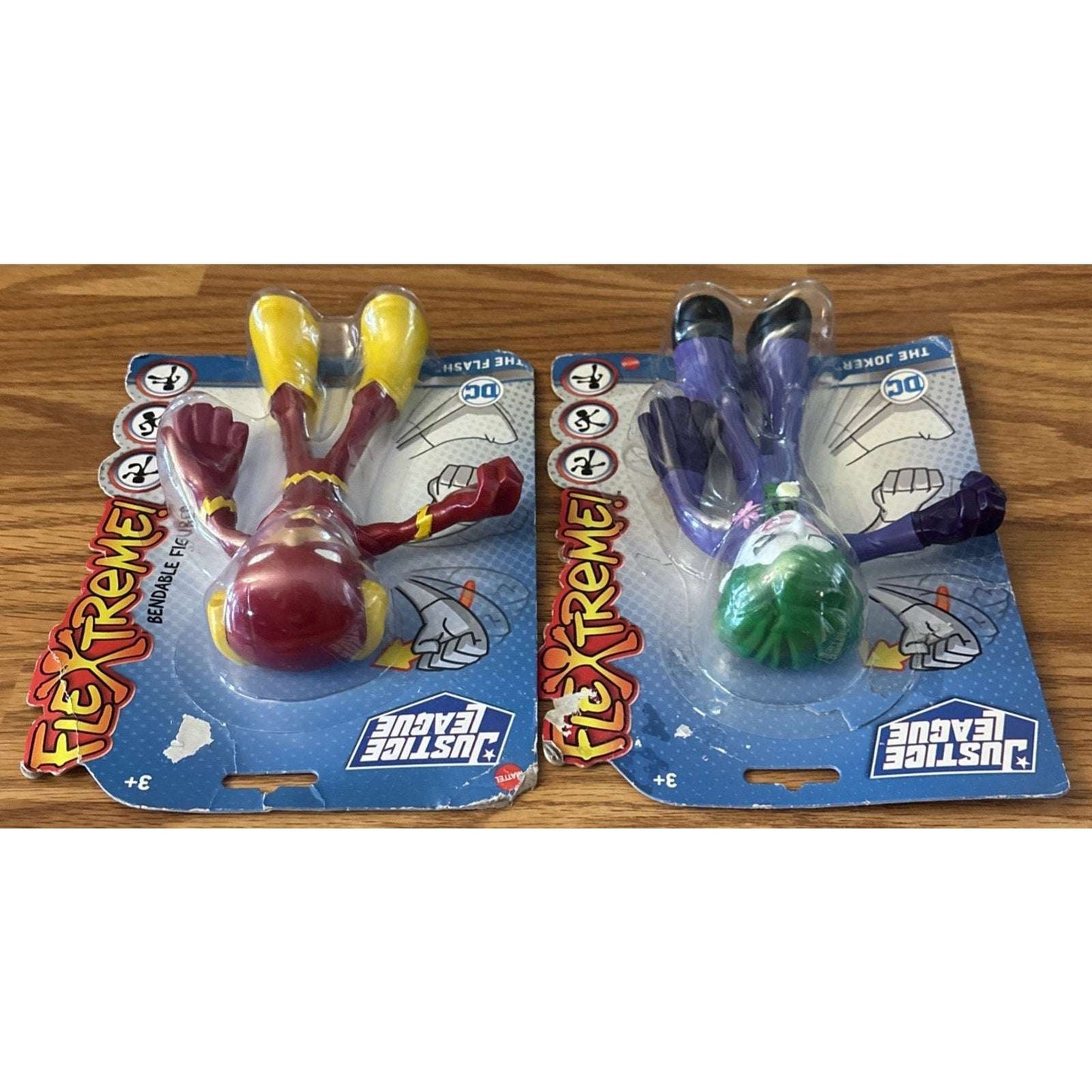 2PC JUSTICE LEAGUE FLEXTREME BENDABLE/POSABLE Joker & The Flash 7" FIGURE Lot