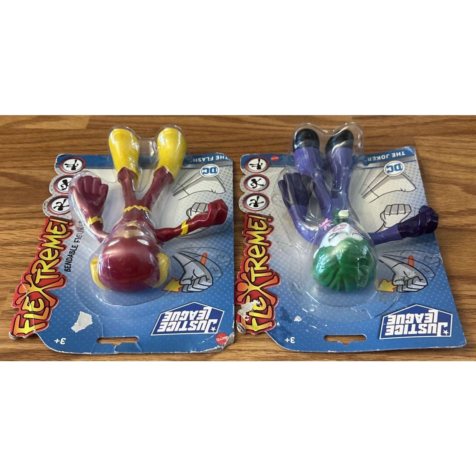 2PC JUSTICE LEAGUE FLEXTREME BENDABLE/POSABLE Joker & The Flash 7" FIGURE Lot
