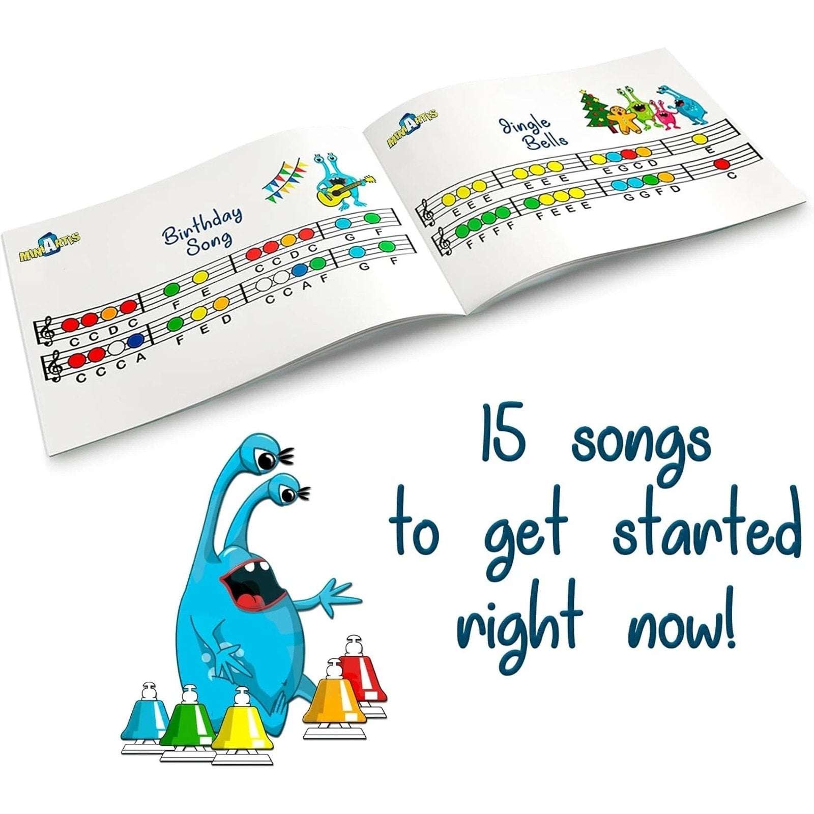 MINIARTIS Desk Bells for Kids Educational Music Learning Toys + Song Book & Bag