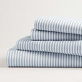 SONOMA ULTRA SOFT WASHED COTTON 4PC SHEET SET Extra Deep Fit Blue Stripe QUEEN