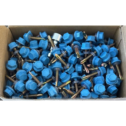 Self-Tapping Metal Roofing Screws #10 × 1 Inch, 300 PCS, Blue Painted Hex Head