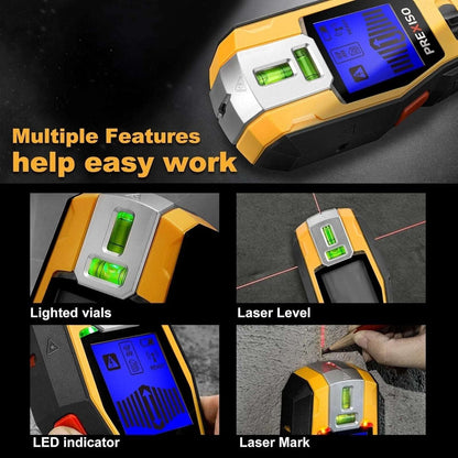 PREXISO 2-in-1 Stud Finder w/ Cross Line Laser Level, Rechargeable Multi Surface