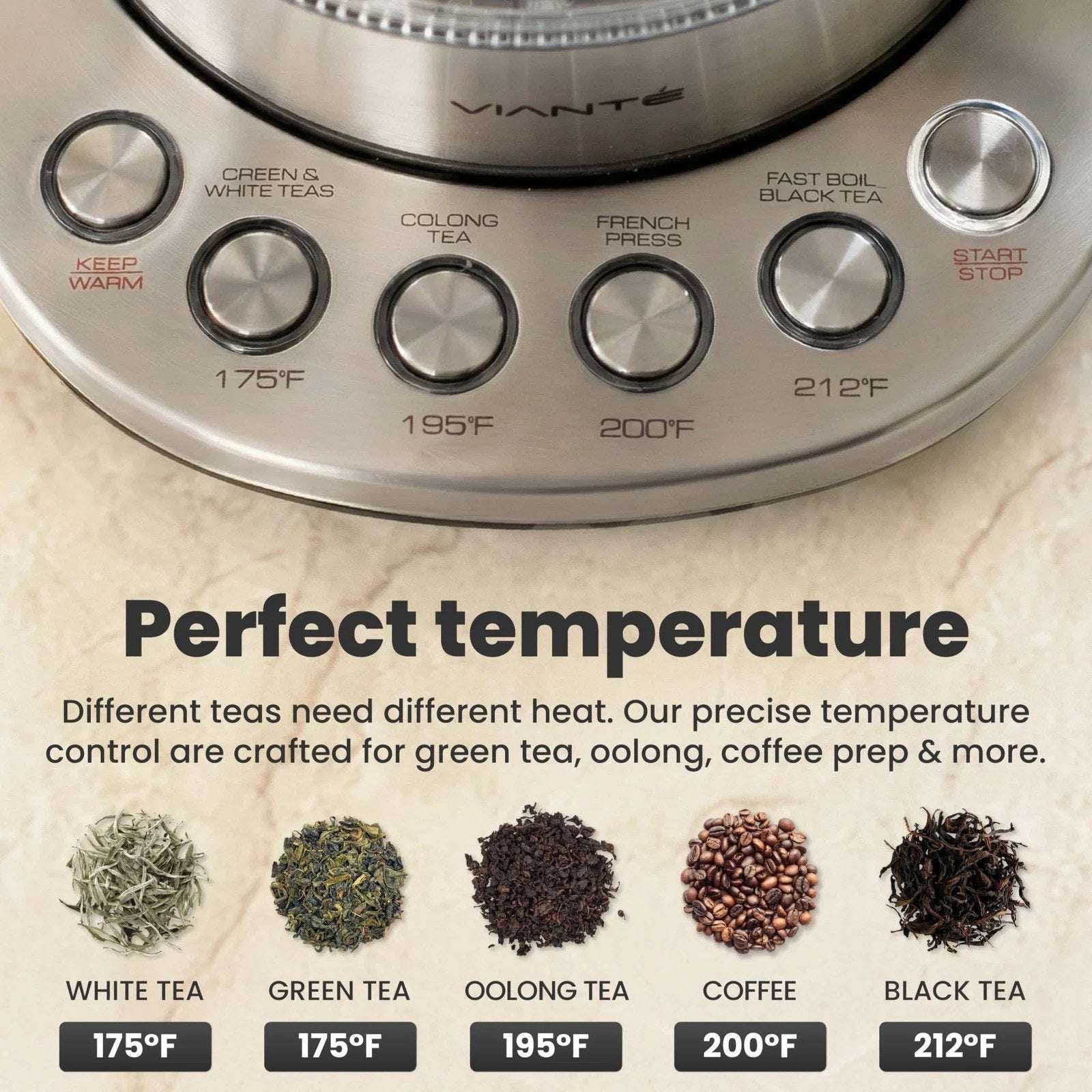 VIANTE Digital Electric Tea Kettle Infuser Temperature Control Keep Warm KET-100