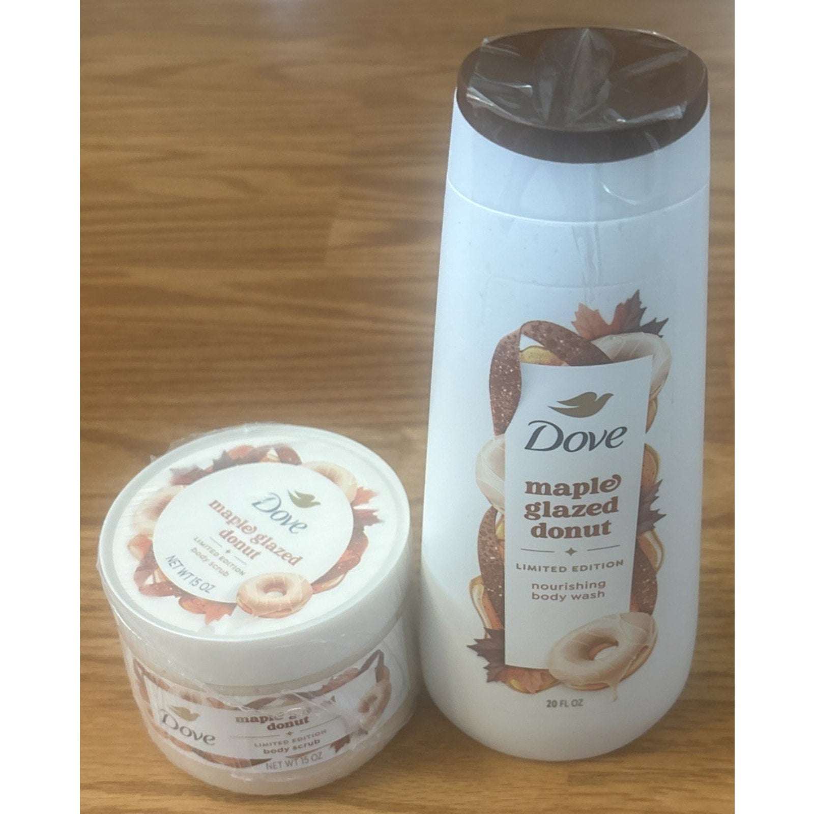 2PC Dove Limited Edition Maple Glazed Donut Body Wash & Body Scrub Set