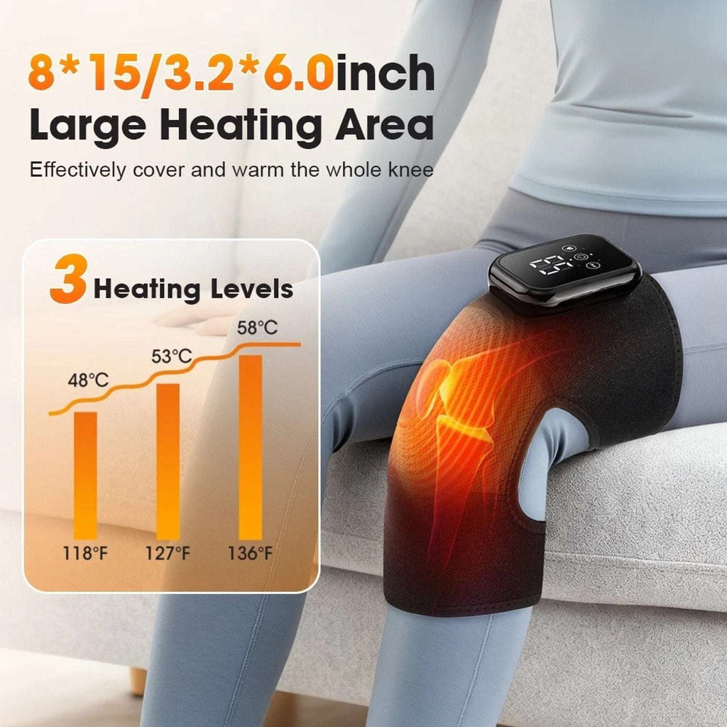 Cordless Knee Massager 3 Vibration Modes 3 Heating Levels 660nm/850nm Red Light