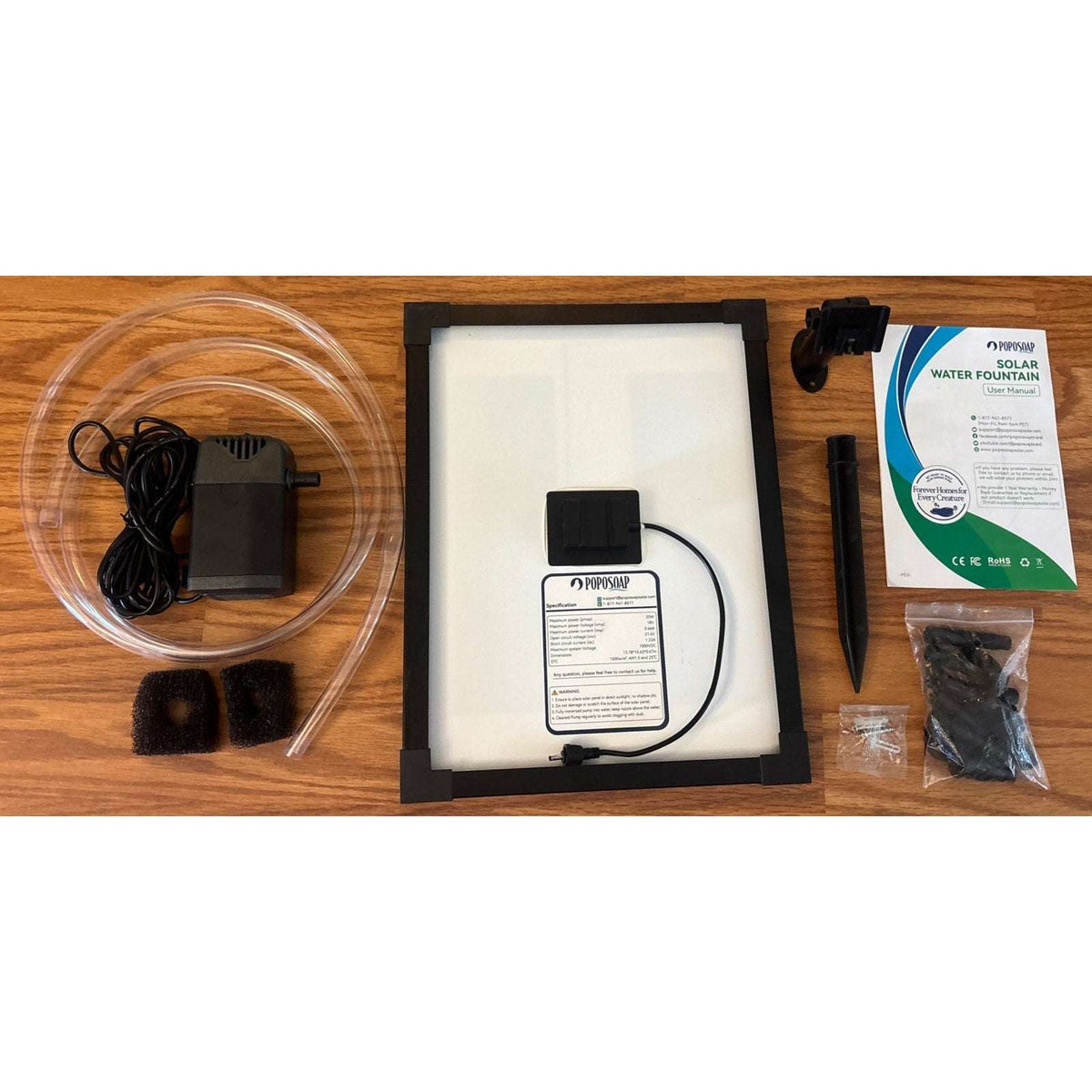 POPOSOAP 20W Solar Fountain Water Pump, 280GPH Submersible w/ Flow Control Valve