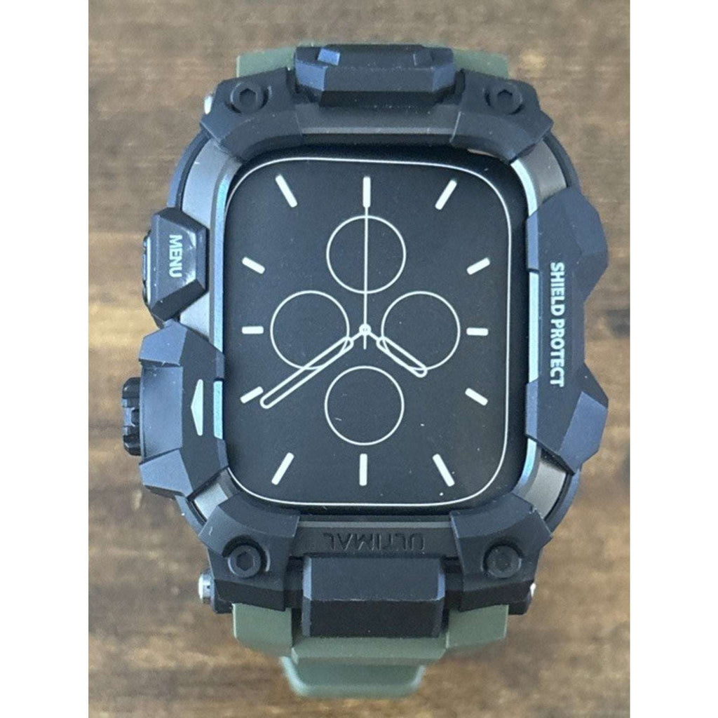 ULTIMAL Rugged Shockproof Case +Band for Apple Watch 45mm Series 9/8/7 ArmyGreen