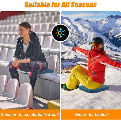 Extra Wide Heated Stadium Seat Cushion Foldable Portable Bleacher 3 Heat Setting