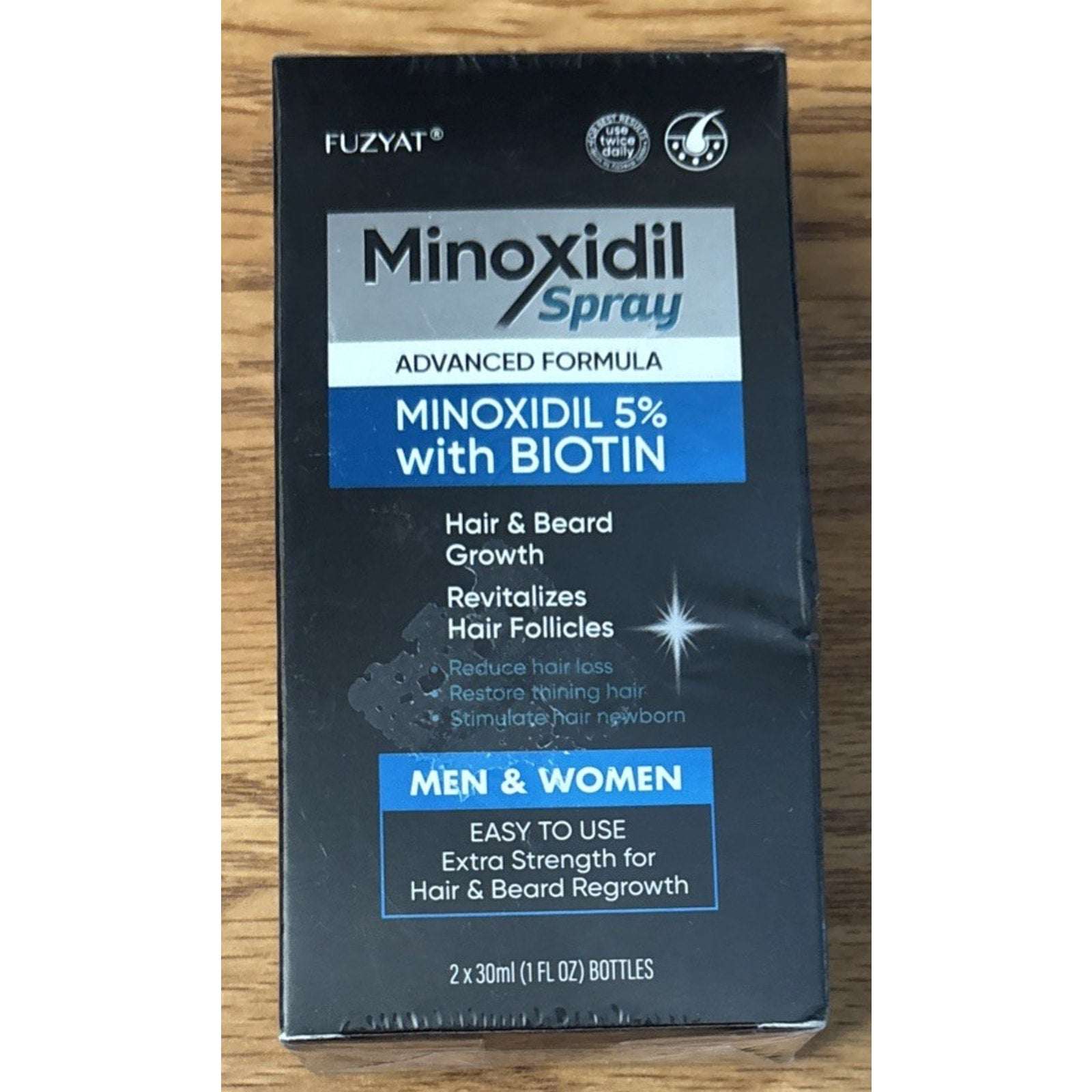 Minoxidil 5% +BIOTIN Advanced Formula Hair Regrowth Treatment 2 x 30ml/1 fl oz