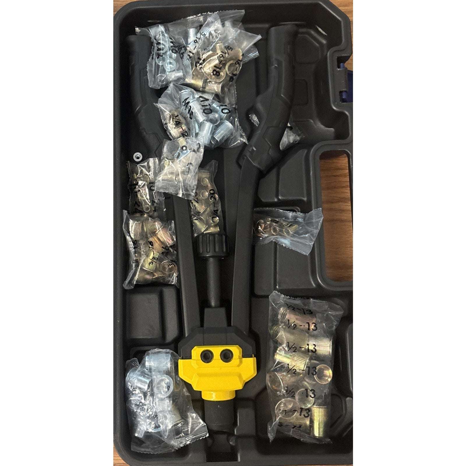 IMQUALI 16" Hand Rivet Nut Tool Kit 14 Metric & SAE Mandrels & Nut Set with Case