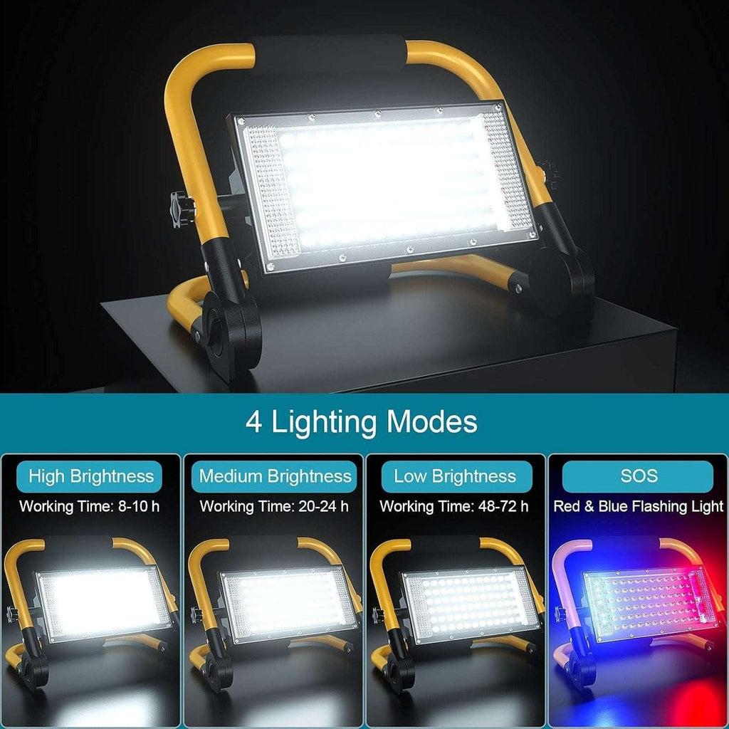 80W Solar LED Work Light 8000lm 13500mAh Rechargeable Battery Stand Timer Remote