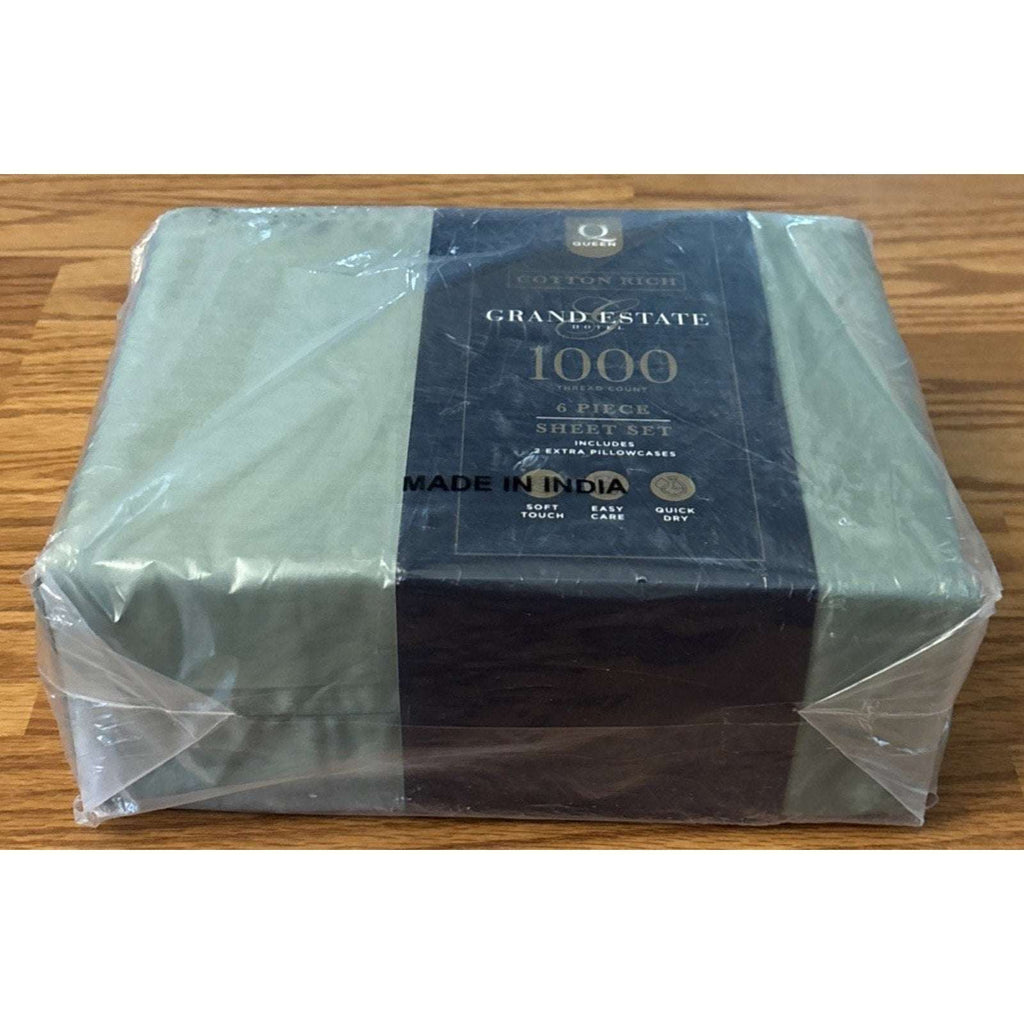 Grand Estate Hotel 1000 TC Cotton 6PC Queen Sheet Set Deep Pocket in Olive Green