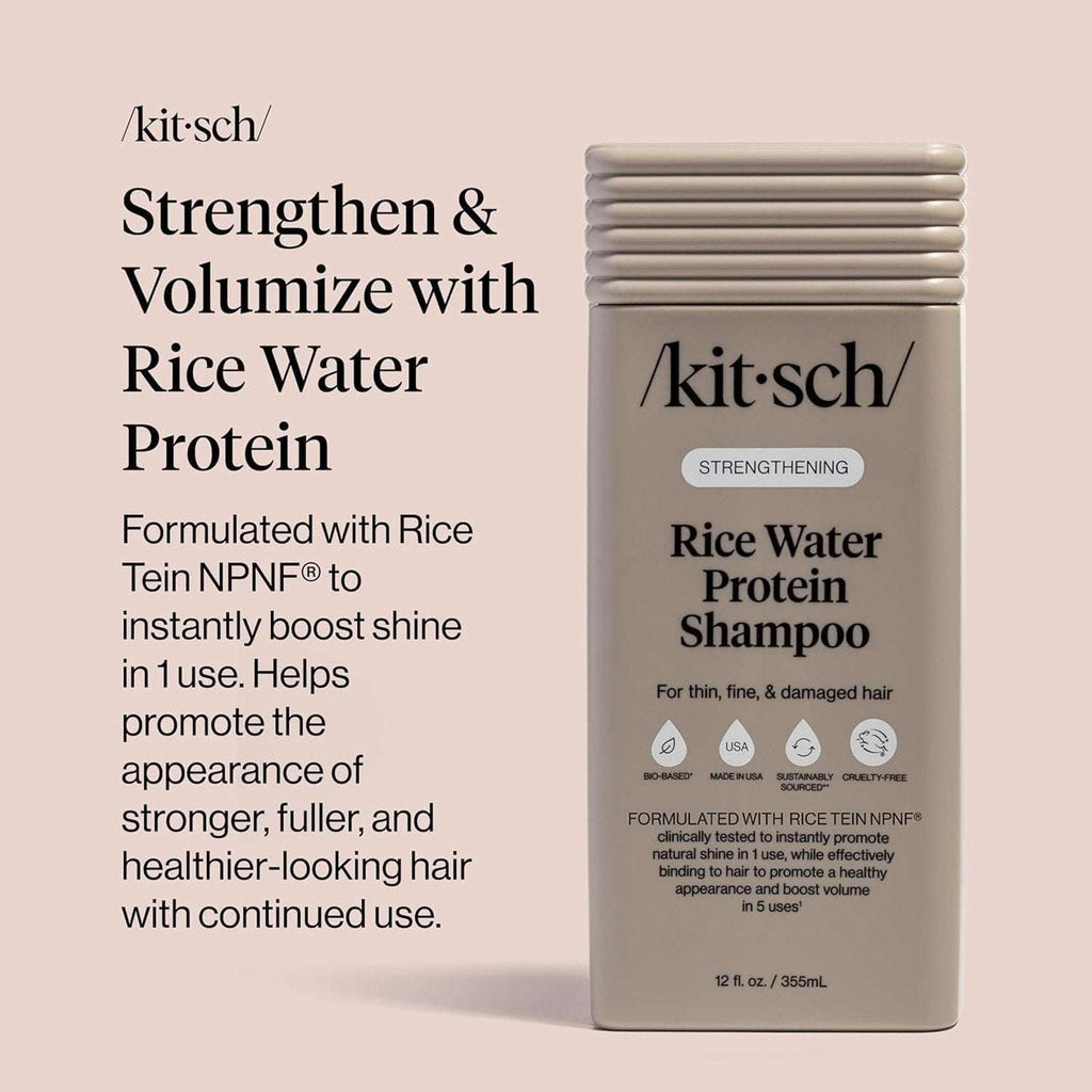 Kitsch Strengthening Rice Water Protein Shampoo Thin, Fine & Damaged Hair 12.3oz