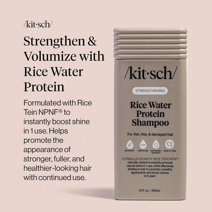 Kitsch Strengthening Rice Water Protein Shampoo Thin, Fine & Damaged Hair 12.3oz