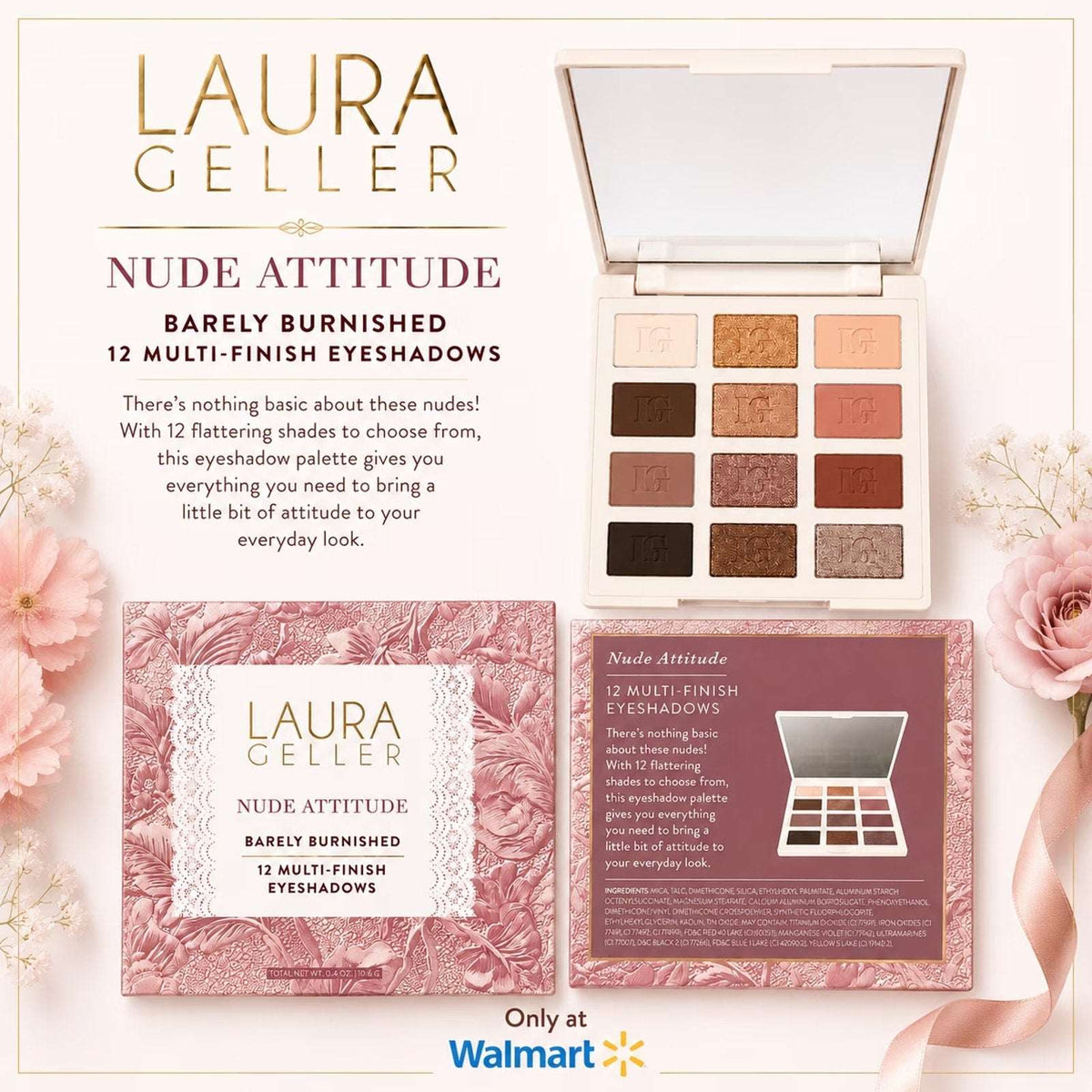 Laura Geller Nude Attitude 12 Eyeshadow Palette Barely Burnished NIB Sealed