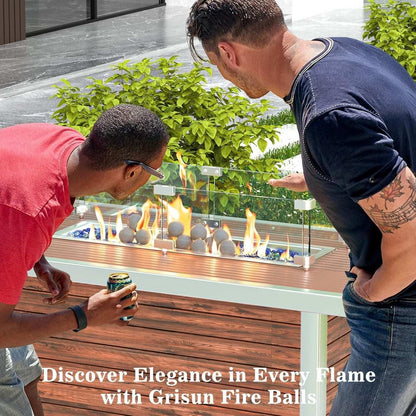 11 Pc 4" Gray Ceramic Fire Balls Firepit Spheres Natural & Propane Fireplaces