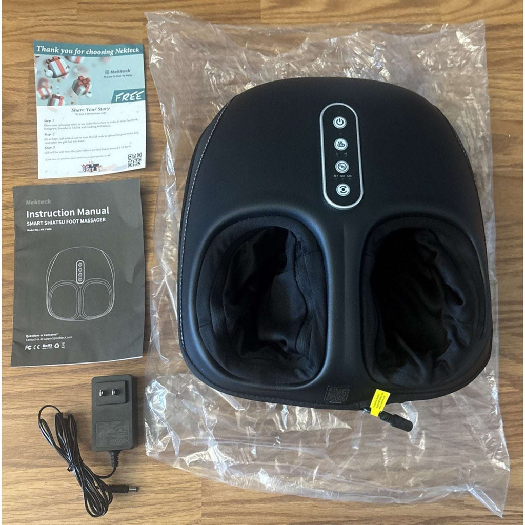 Shiatsu Foot Massager w/ Heat, Deep Kneading & Air Compression - 3 Modes, Memory