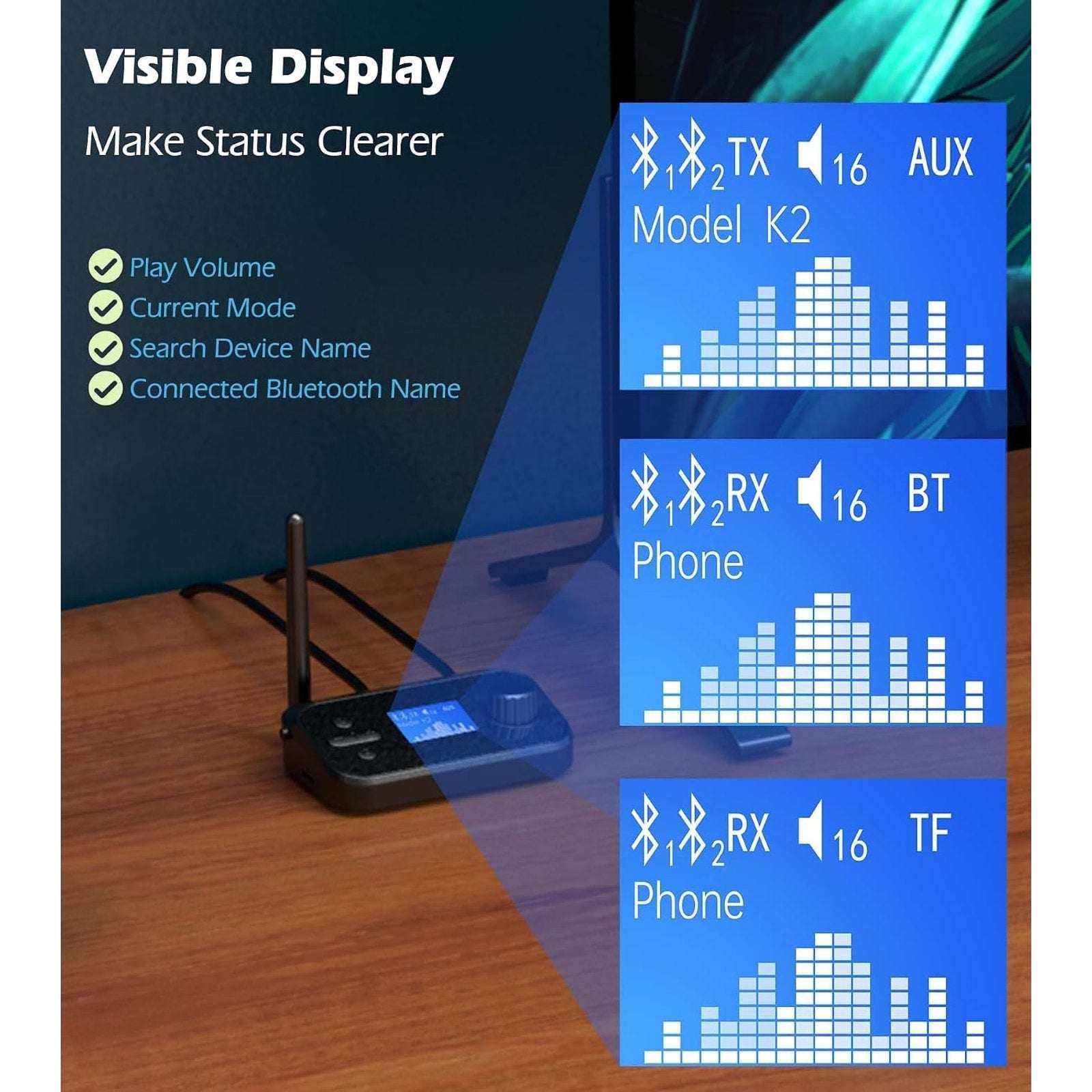 Bluetooth 5.3 Transmitter Receiver For TV Home Stereo Long Range Audio Adapter