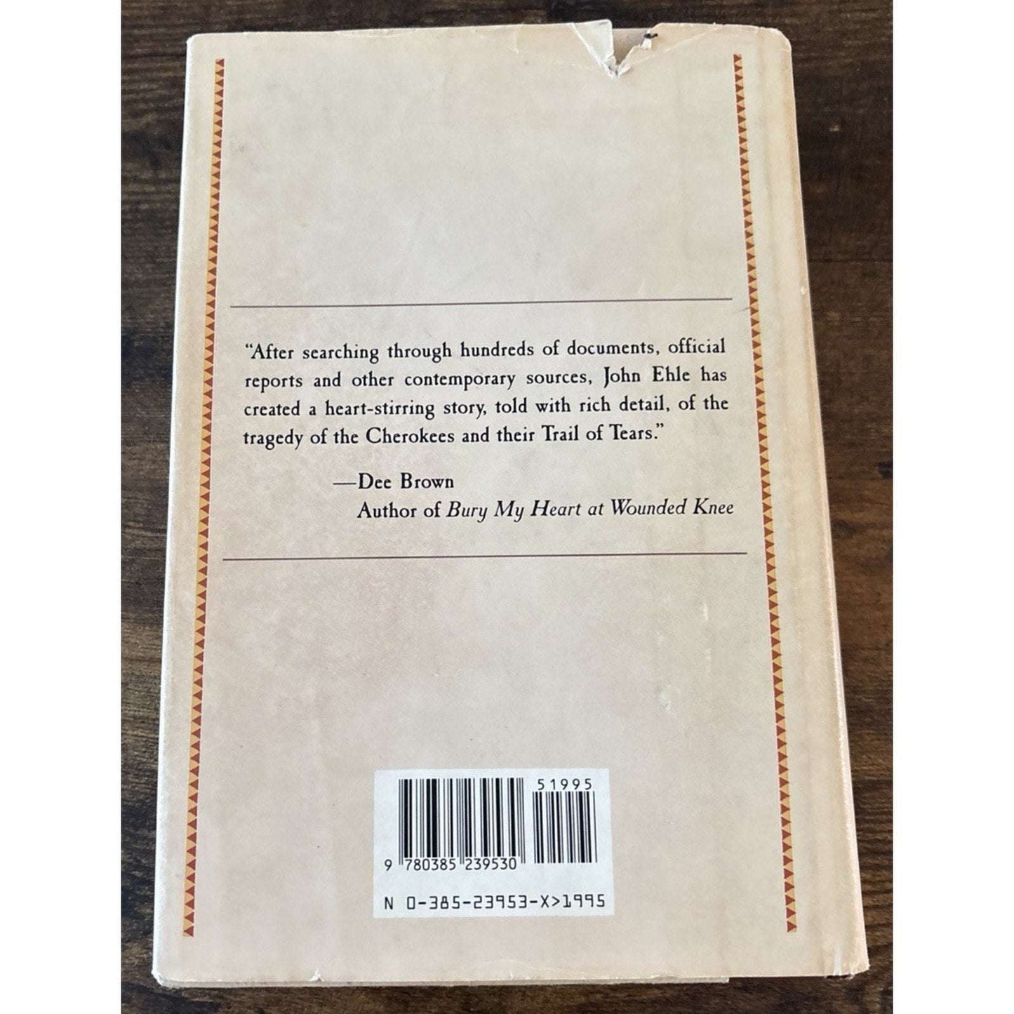 JOHN EHLE TRAIL of TEARS, Rise & Fall of CHEROKEE NATION HCDJ First Edition 1988