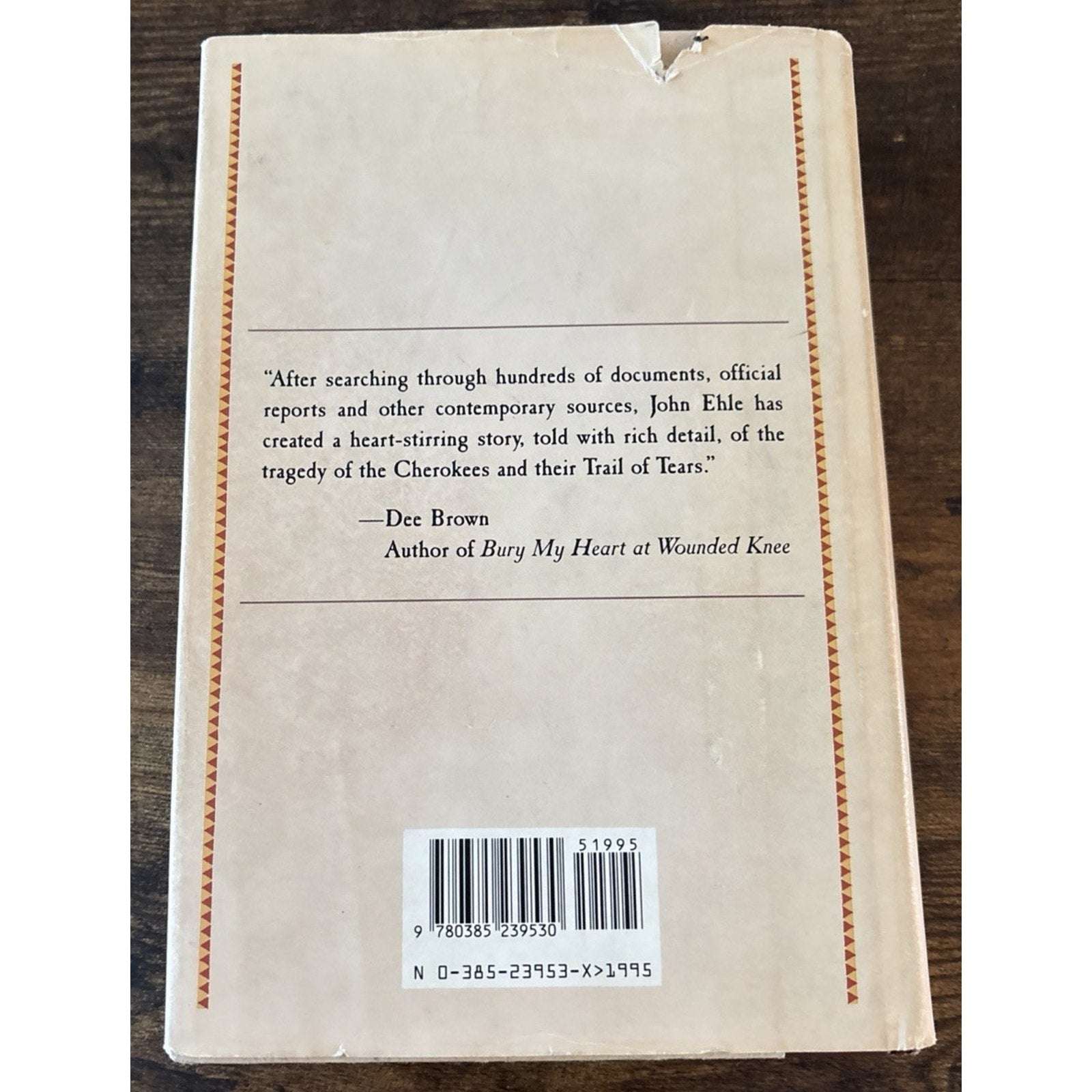 JOHN EHLE TRAIL of TEARS, Rise & Fall of CHEROKEE NATION HCDJ First Edition 1988