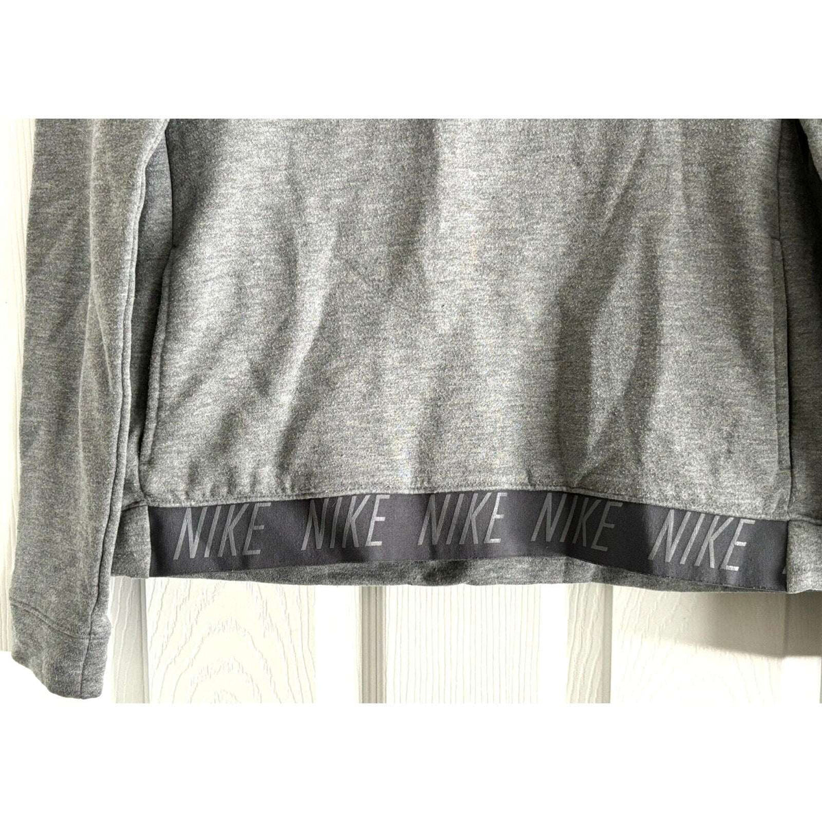 Nike Dri Fit Womens Turtleneck Long Sleeve Sweatshirt Spell Out Logo Gray Size S
