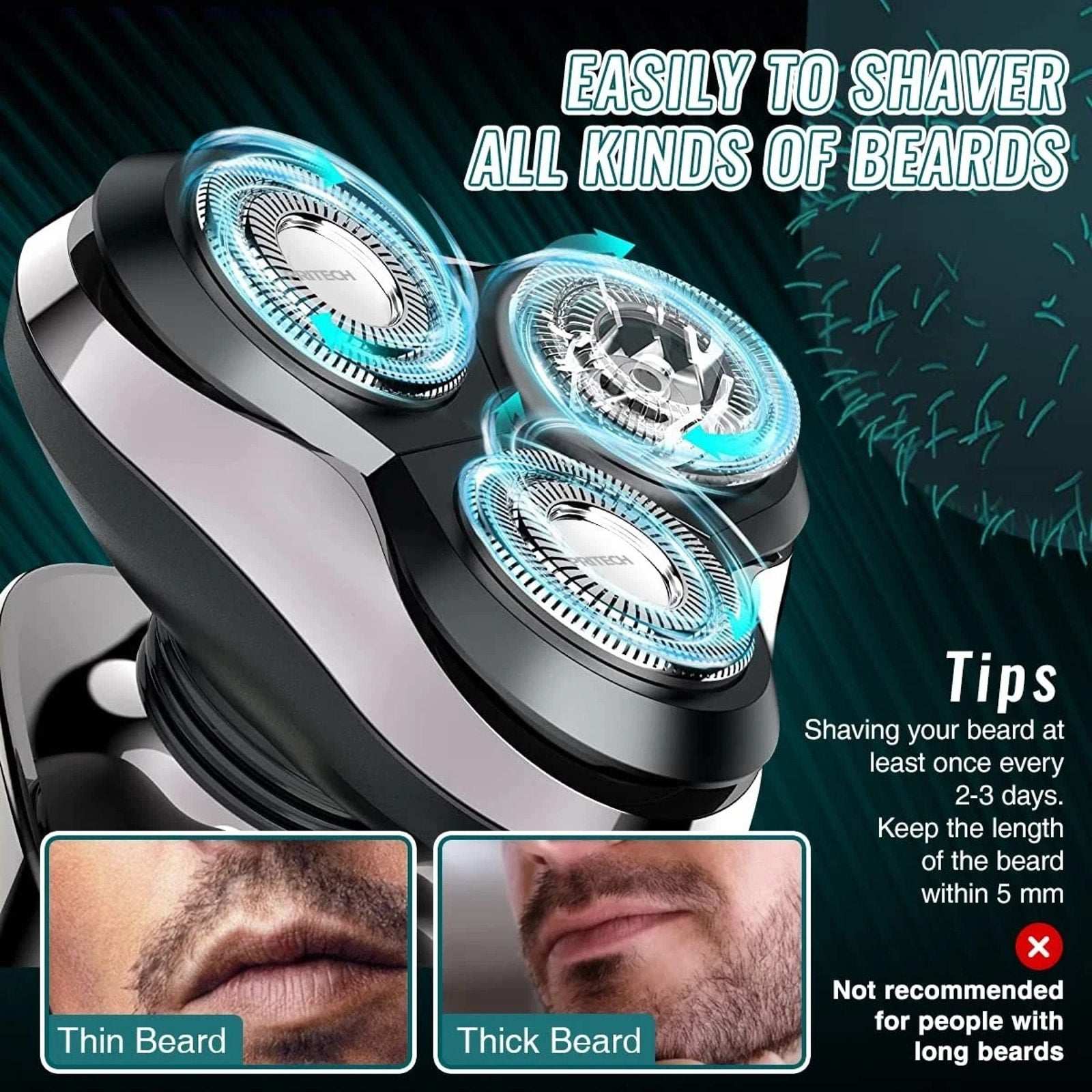 3-in-1 Wet/Dry Electric Shaver Waterproof Rechargeable Nose & Hair Trimmer