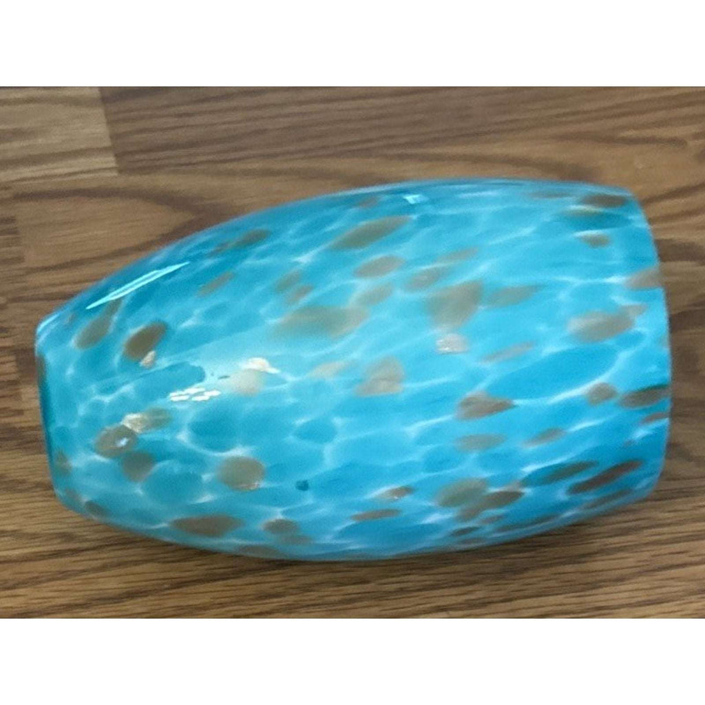 Karyfine Mini Art Blown Glass Pendant Light Fixture Blue w/ Gold - Adjustable