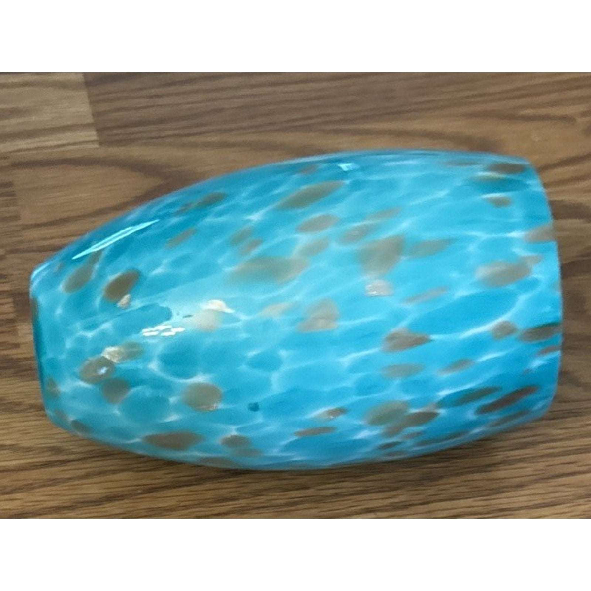 Karyfine Mini Art Blown Glass Pendant Light Fixture Blue w/ Gold - Adjustable