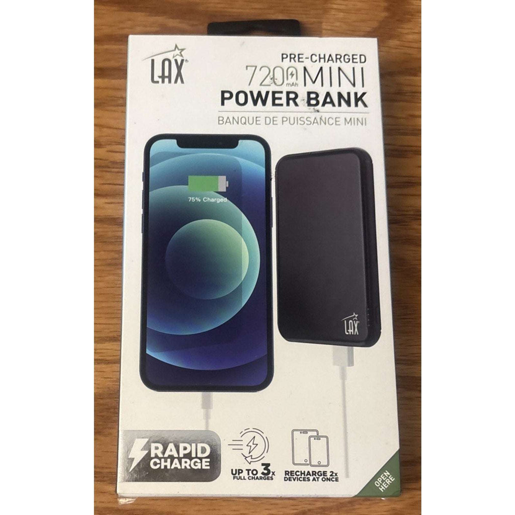 LAX 7200mAh Slim Power Bank Fast Charge - Micro/USB-C - Charge 2 Devices at Once