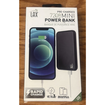 LAX 7200mAh Slim Power Bank Fast Charge - Micro/USB-C - Charge 2 Devices at Once