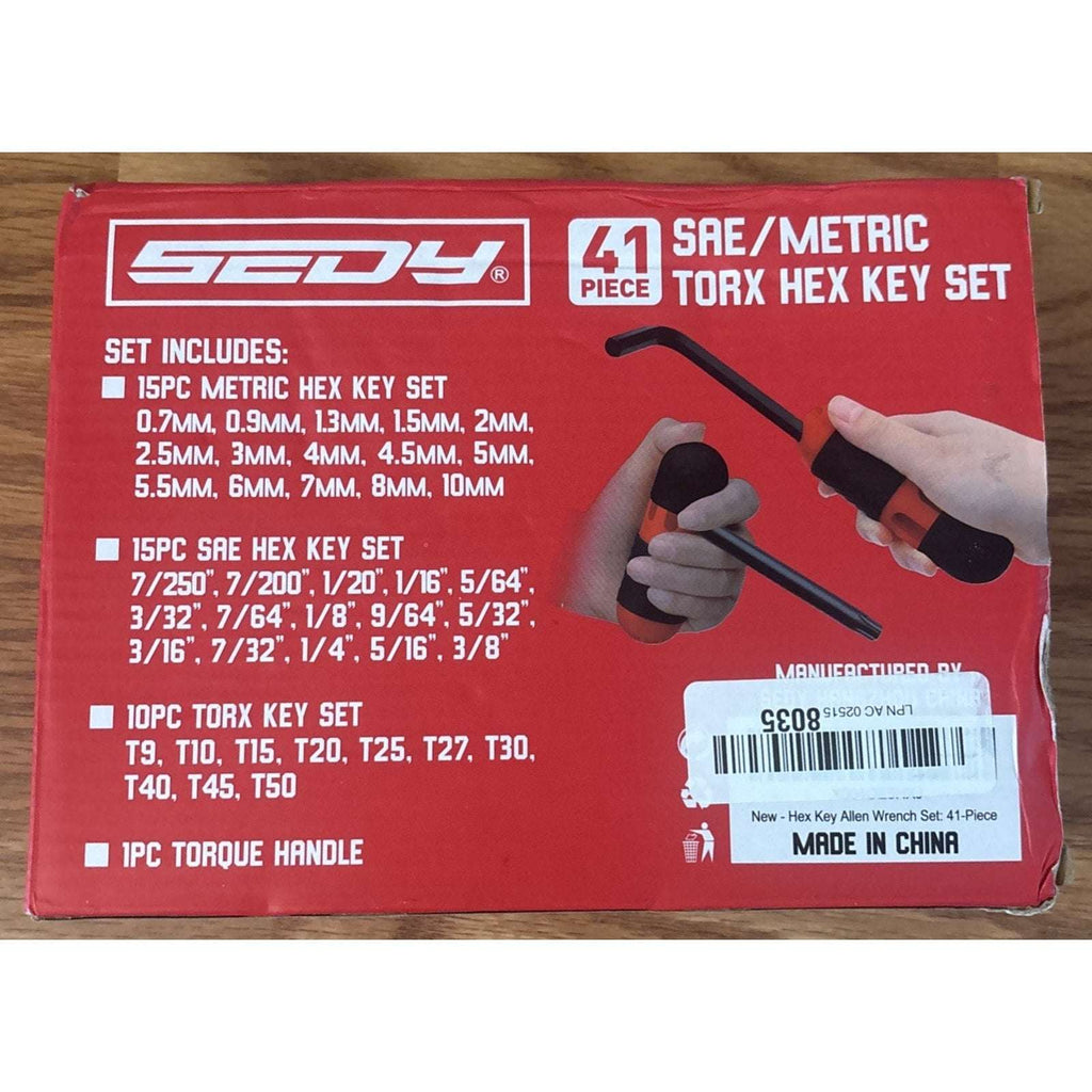 41-Piece Allen Wrench Set SAE Metric Torx Key + Hex Key T-Handle Set T9-T50