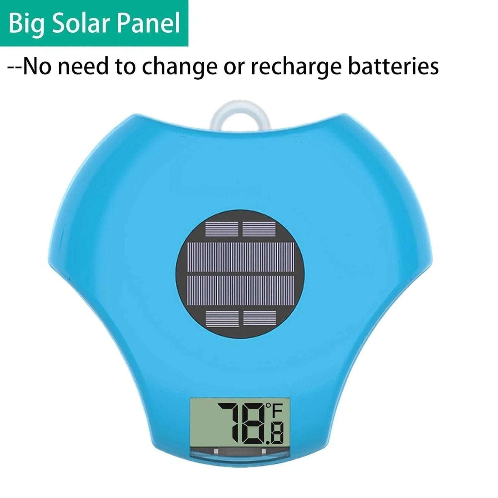 Digital Pool Thermometer Waterproof Solar-Powered Floating Large LCD Display