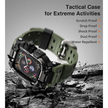 ULTIMAL Rugged Shockproof Case +Band for Apple Watch 45mm Series 9/8/7 ArmyGreen