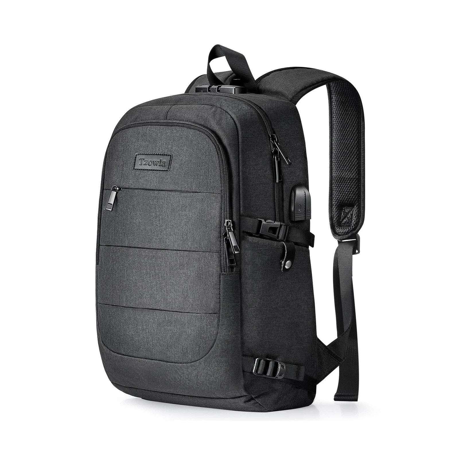 Tzowla Travel Laptop Backpack Water Resistant Anti-Theft Bag w USB Charging Port