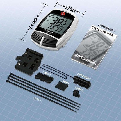 DREAM SPORT Bike Computer 16-Function Waterproof Bicycle Speedometer & Odometer