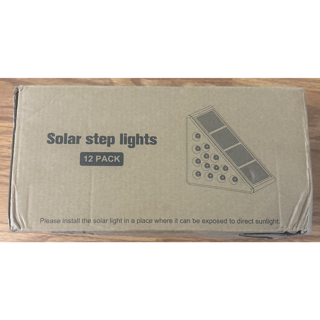 12Pk Solar Step Lights Outdoor Waterproof LED Stair Deck Yard Walkway Light Set