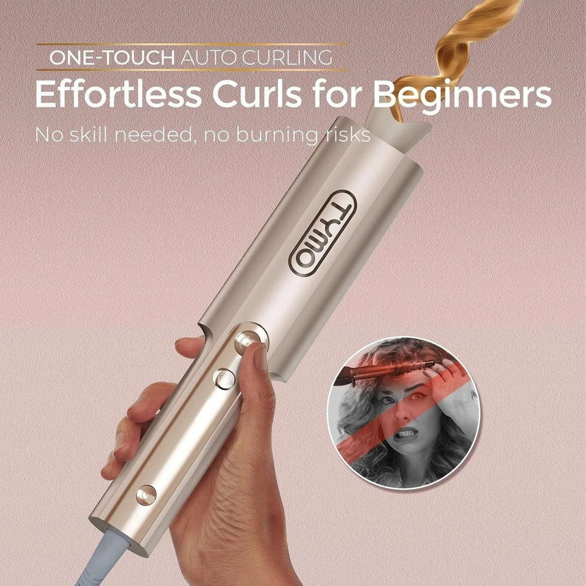 TYMO CurlPro Plus Long Barrel Upgraded Automatic Rotating Curling Iron 1" NEW