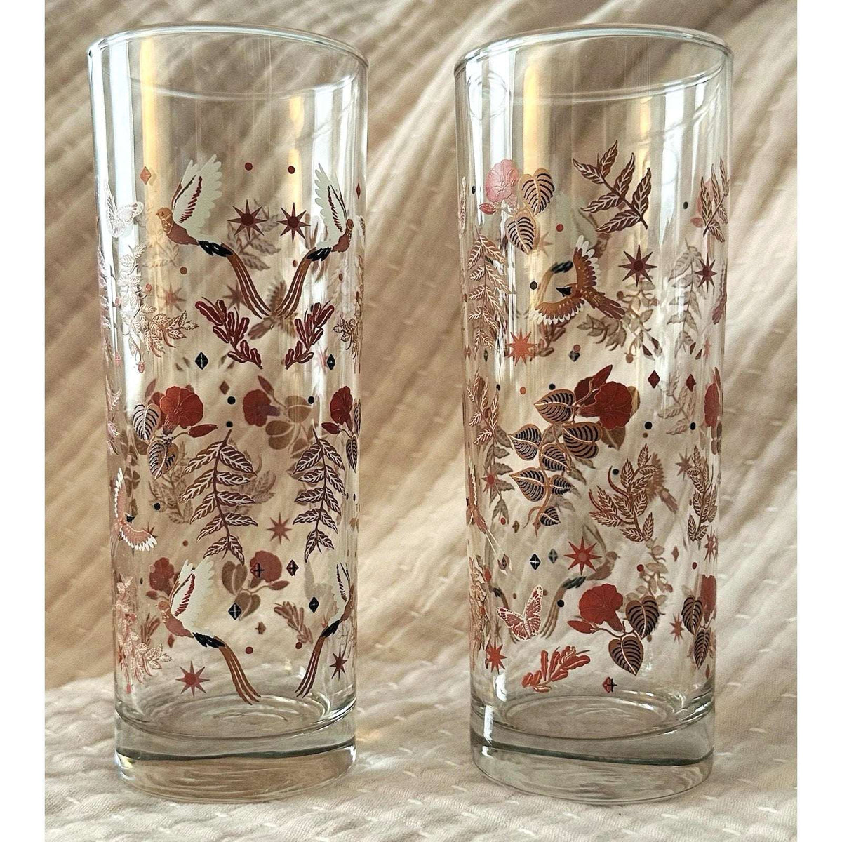 Set of 2 LATINO HERITAGE MONTH DRINKING GLASS Pink Clear FLORAL Drinkware Target