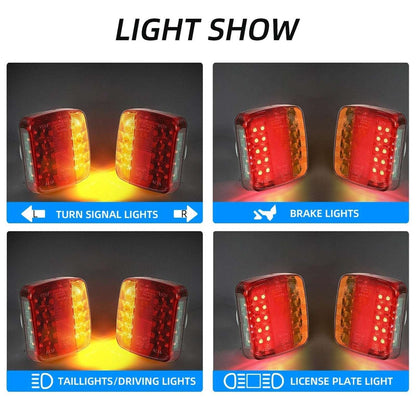 2x LED Magnetic Wireless Trailer Tail Light Tail Brake Turn Signal US Plug 7-Pin