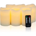 6PC Flickering Flameless LED Real Wax 3x5 Pillar Dimmable Candles +Remote/Timer