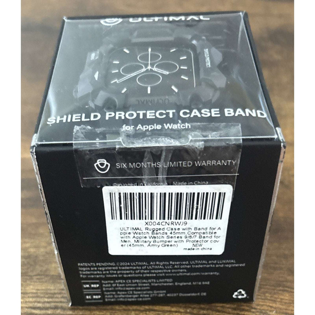 ULTIMAL Rugged Shockproof Case +Band for Apple Watch 45mm Series 9/8/7 ArmyGreen