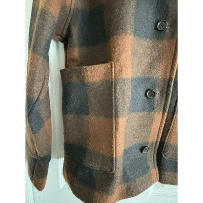 Banana Republic Womens Cinnamon & Spice Buffalo Plaid Jacket Coat Size XS NEW