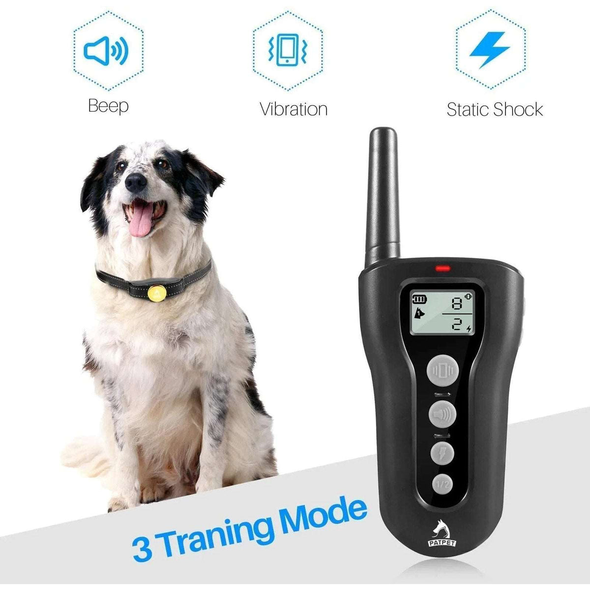 PATPET P320 Remote Dog Training Shock Collar 1000' Range Rechargeable Waterproof