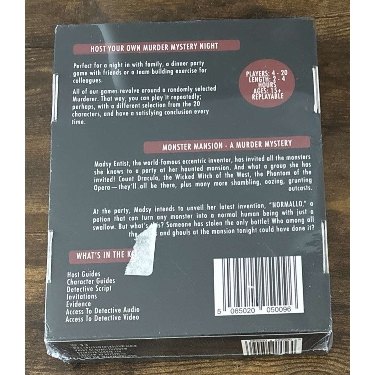 Masters of Misery Monster Mansion Murder Mystery Dinner Party Game 4-20 Players