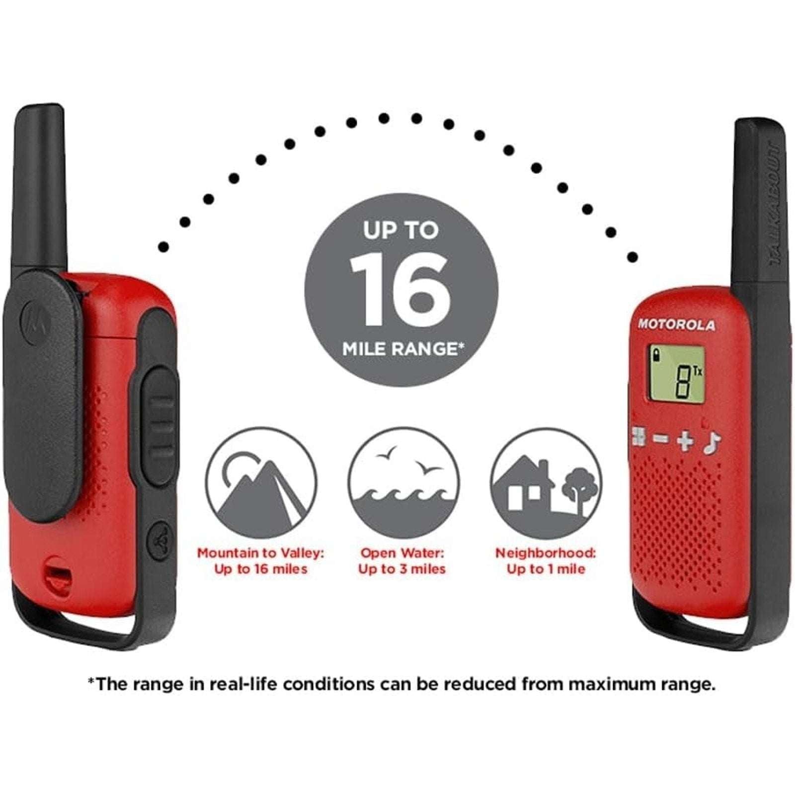 2Pk MOTOROLA SOLUTIONS TALKABOUT T110TP Up to 16 MILE 22-Channel 2 WAY RADIOS
