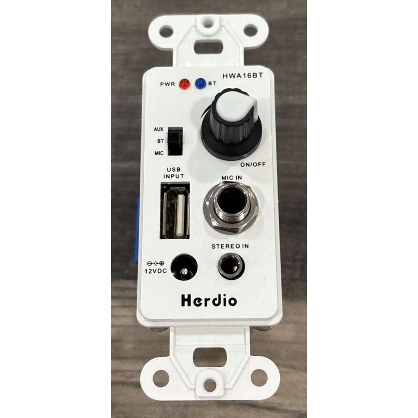 Herdio Bluetooth Wall Amplifier 4 Channel Volume Control USB MIC AUX(3.5mm)